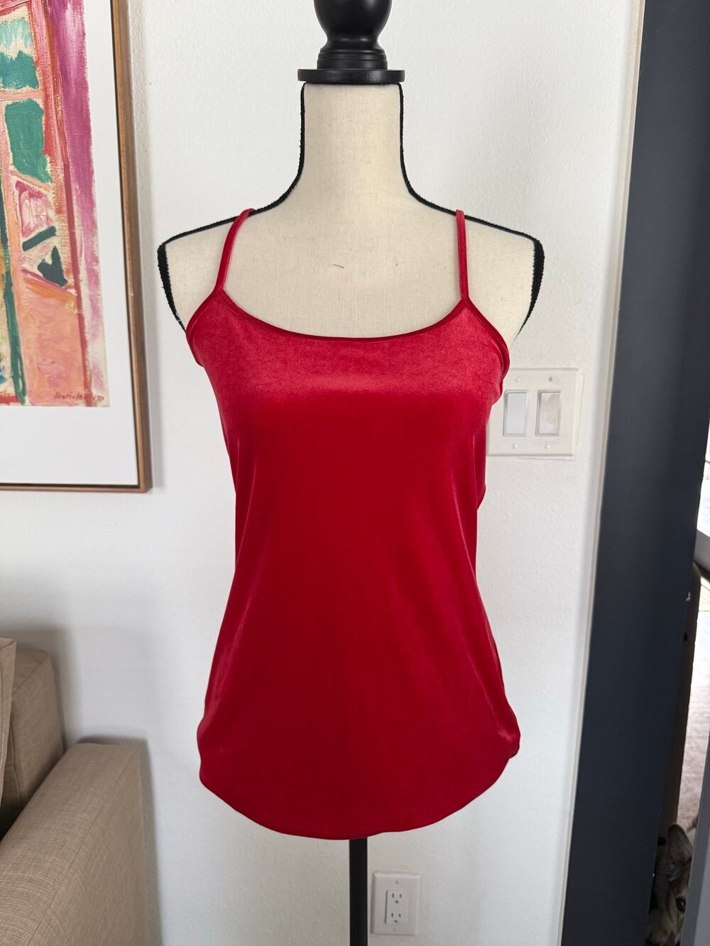 LOFT Outlet Red Velvet Camisole Tank Top Adjustable Straps Size Medium Holiday